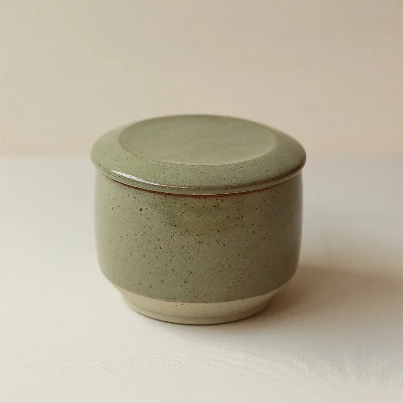 Pottery West Olive Lidded Jar