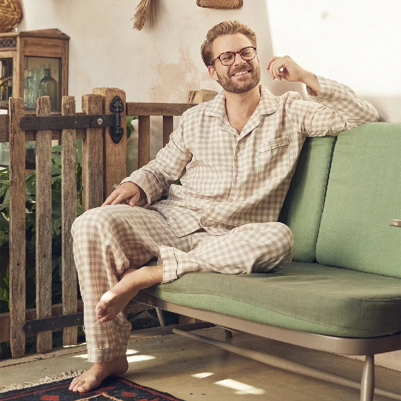 Men's Mushroom Gingham Pyjama Trouser Set