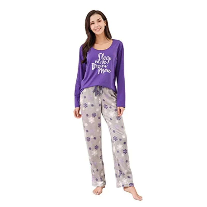 Richie House Women's Two-Piece Printed Comfy Fleece Long Sleep-Lounge Sleepwear Set Size S-XL RHW2864