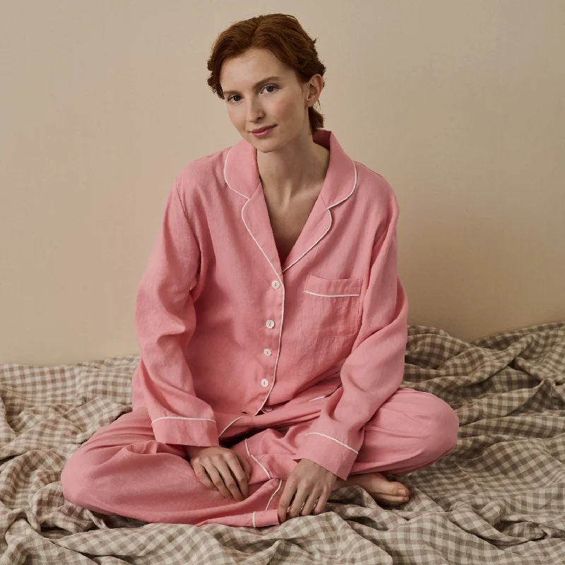 Pink Bloom Linen Pyjama Trouser Set