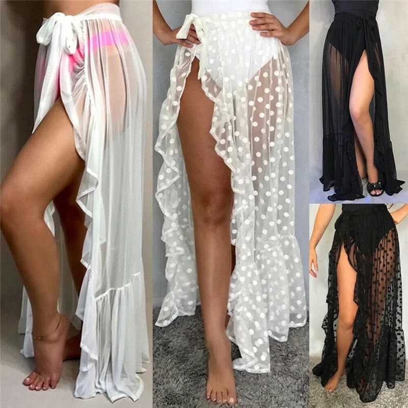 Women Mesh Sheer Beach Bikini Cover Ups