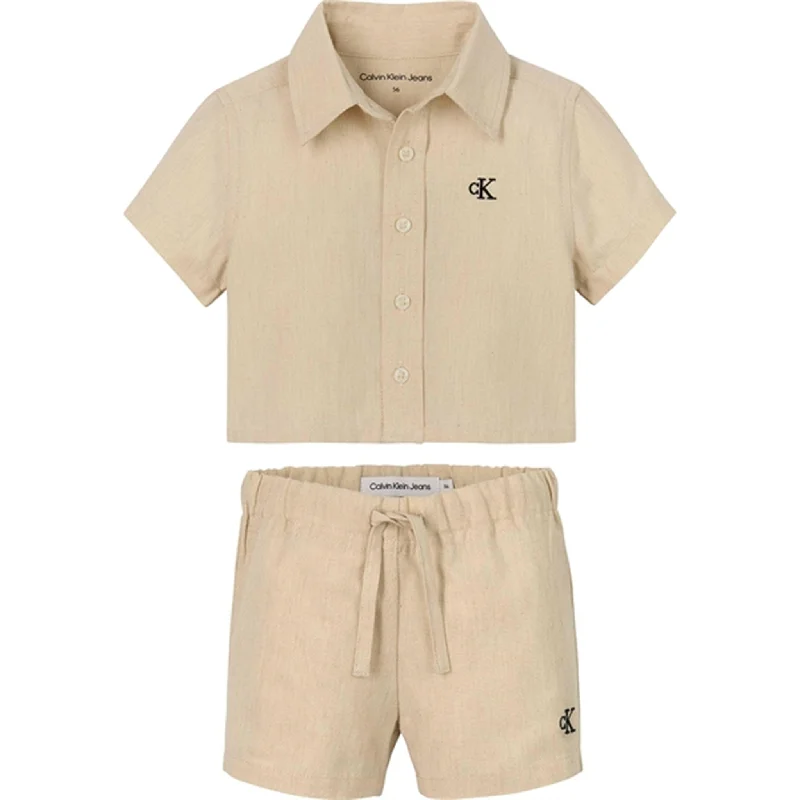 Calvin Klein Shirt Shorts Set Vanilla Heather