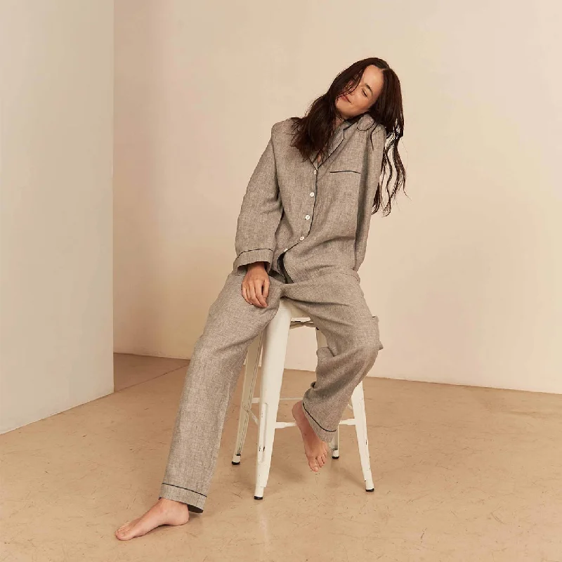 Grey Linen Pyjama Trouser Set