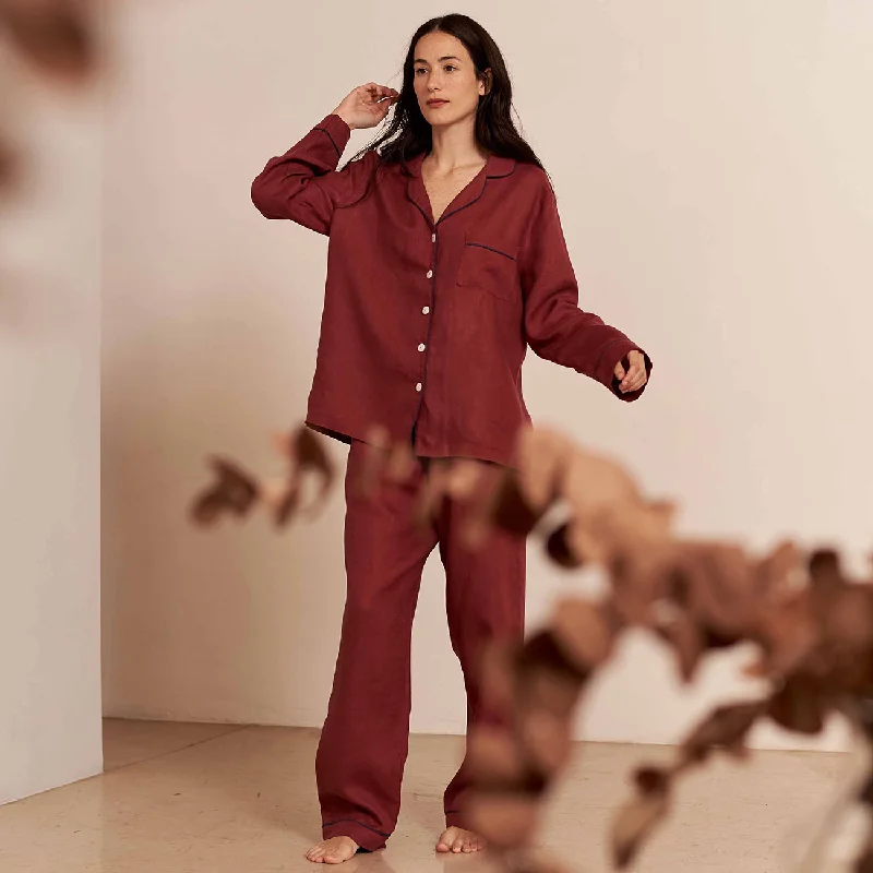 Cherry Linen Pyjama Trouser Set