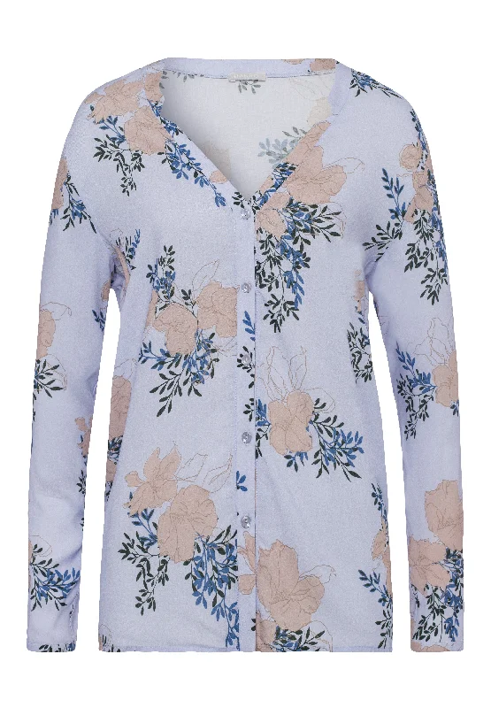 Sleep And Lounge Button Front Shirt | Marble Flowers 77611-2069