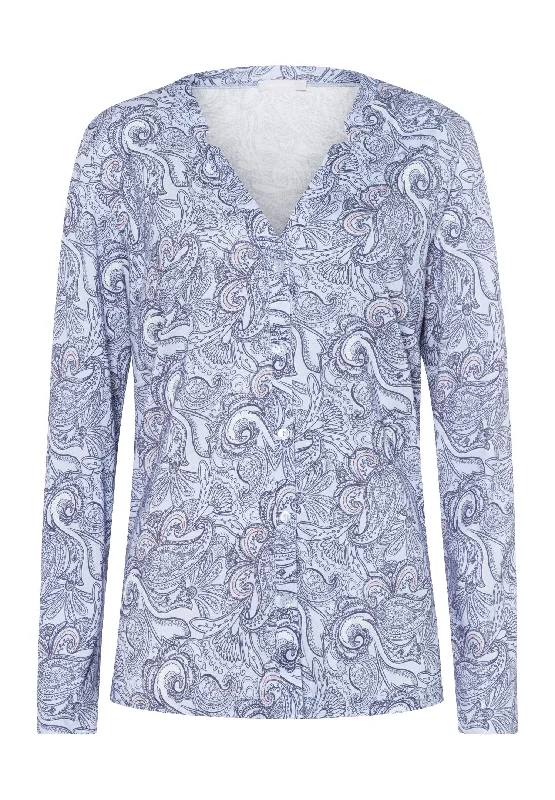 Sleep And Lounge Button Front Shirt | Calm Paisley 77934-2954