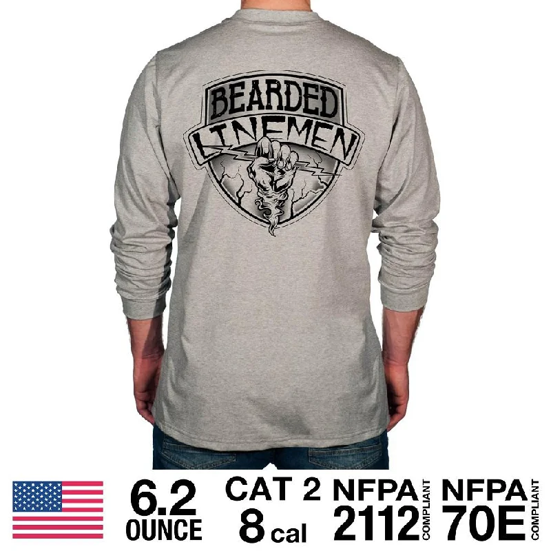 Bearded Lineman Crest Graphic Flame Resistant Long Sleeve Shirt