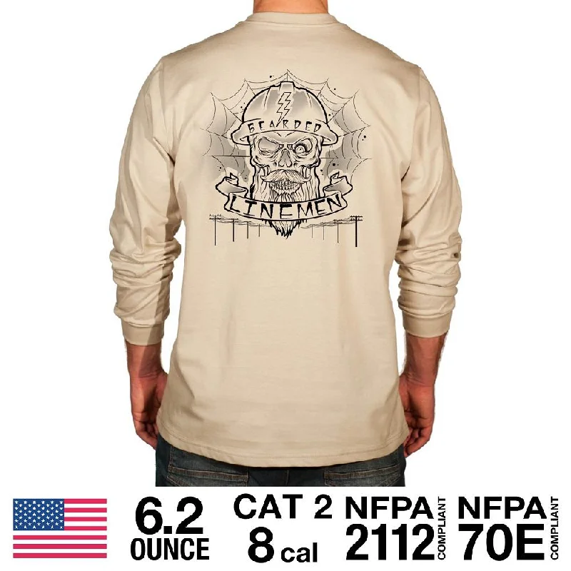 "Bearded Lineman Spider Web" Flame Resistant Long Sleeve Shirt