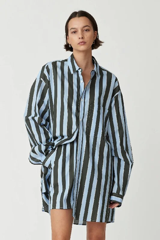 BLANCA Womens Adele Shirt Forest & Blue Stripe