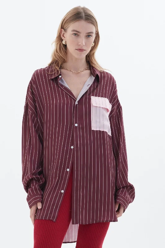 BLANCA Womens Felicia Shirt Burgundy / Pink