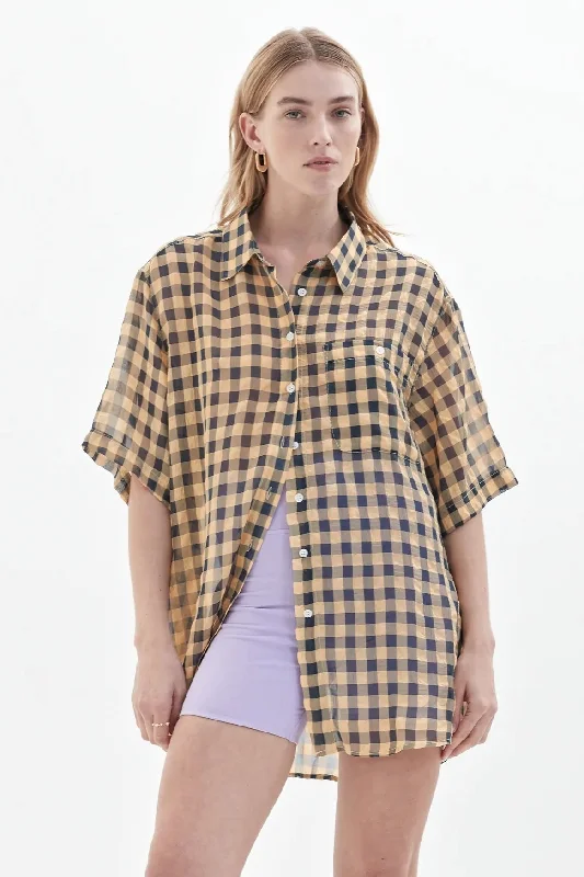 BLANCA Womens Veronica Check Shirt Navy & Yellow