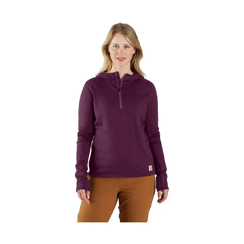 Carhartt Women's Force Relaxed Fit Half Zip Hooded T Shirt - Eggplant