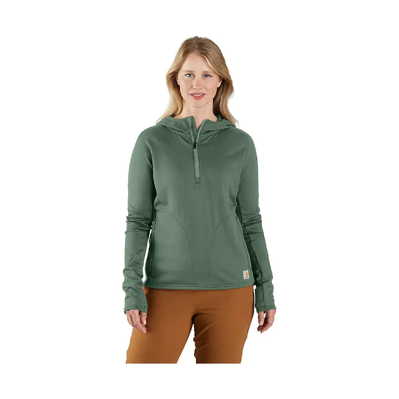 Carhartt Women's Force Relaxed Fit Half Zip Hooded T Shirt - Frosted Balsam