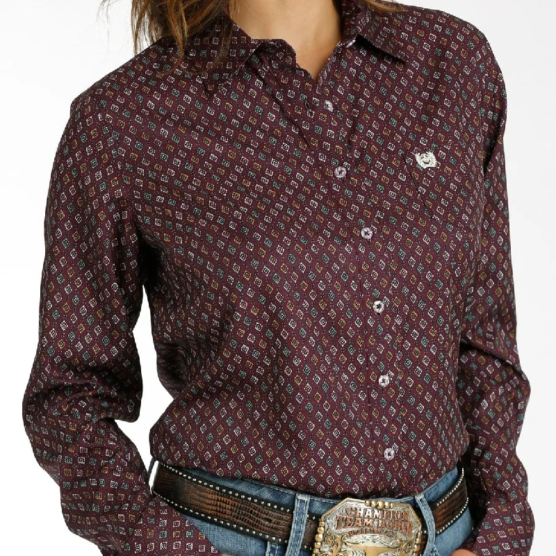 Cinch Women's Purple Geometric Diamond ArenaFlex Western Button Down Shirt