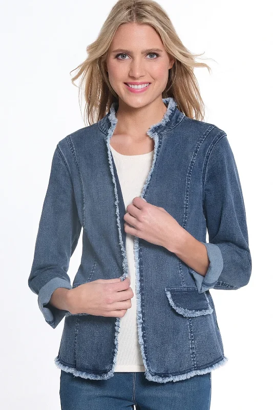 Lightweight Denim Jacket w/ Stand Up Collar by Multiples