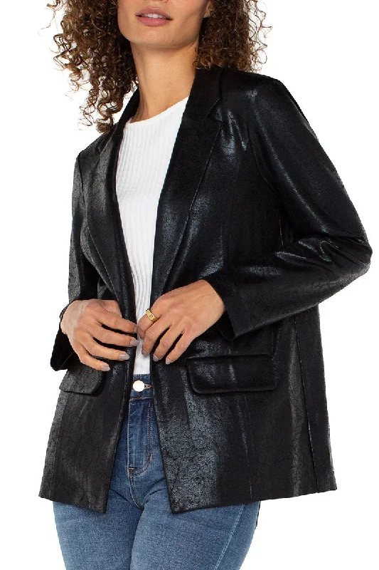 Liverpool Black Crackle Boyfriend Blazer