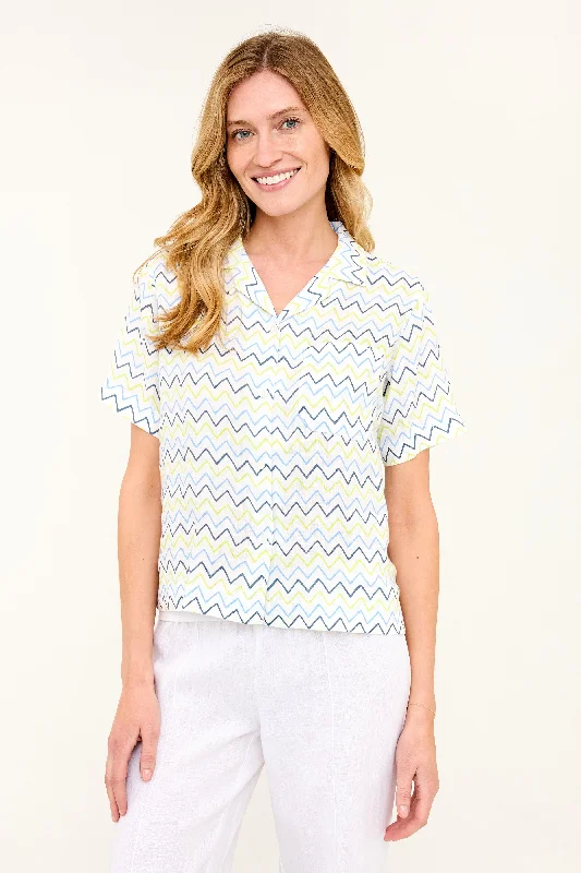 Maddie Camp Shirt - Zig Zag Print