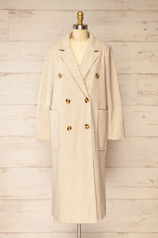 Namur Beige | Double-Breasted Felt Coat