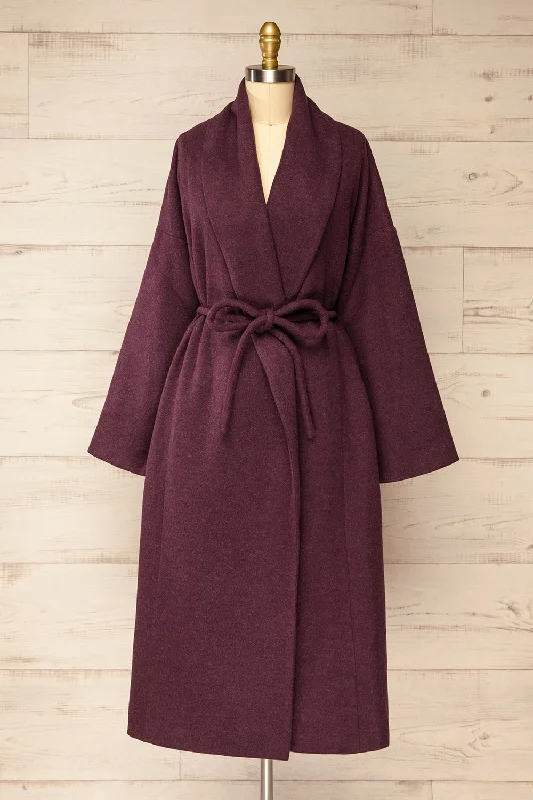 Padua Burgundy | Felt Coat w/ Belt