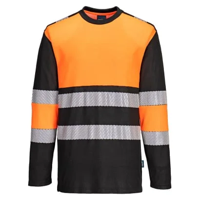 PW3 Hi Vis Class 1 Tee Shirt Long Sleeve Hi Viz T -PW312 Portwest