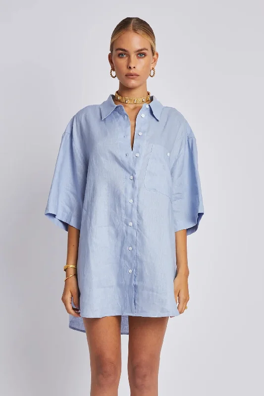 SUMMI SUMMI Womens Big Shirt - Alice Blue Linen