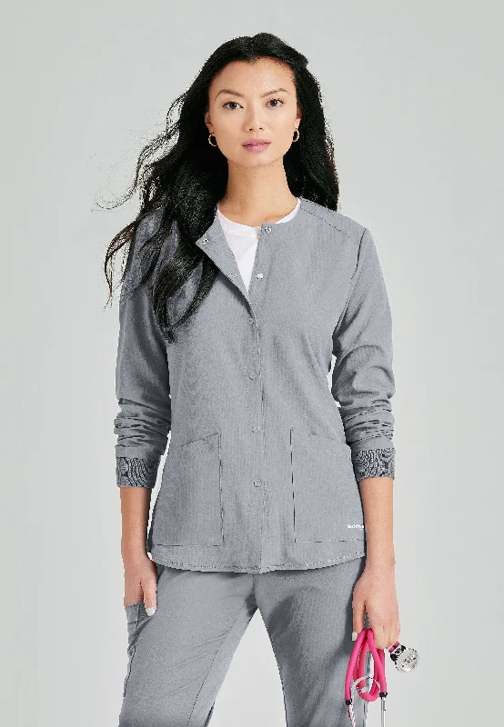 Stabilty 2-Pocket Crewneck Snap-Front Scrub Jacket