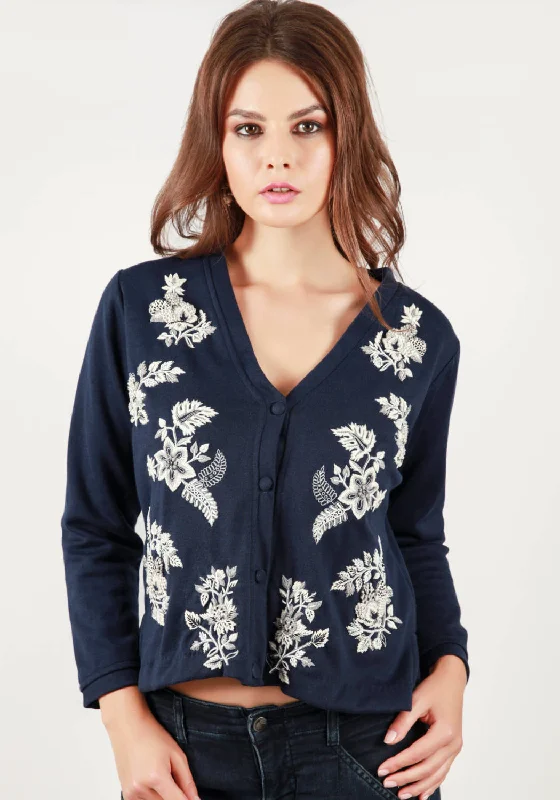 Valeria Italian navy Loro Piana  knit fabric cardigan