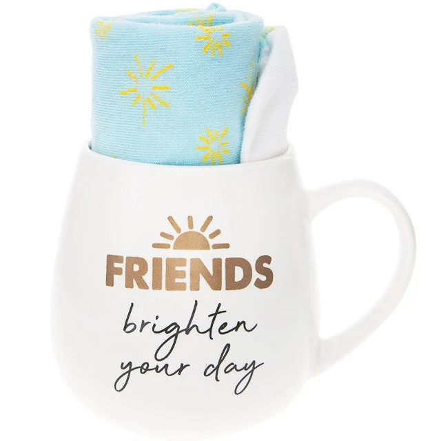 Friends Brighten The Day 15.5 oz Mug and Sock Set