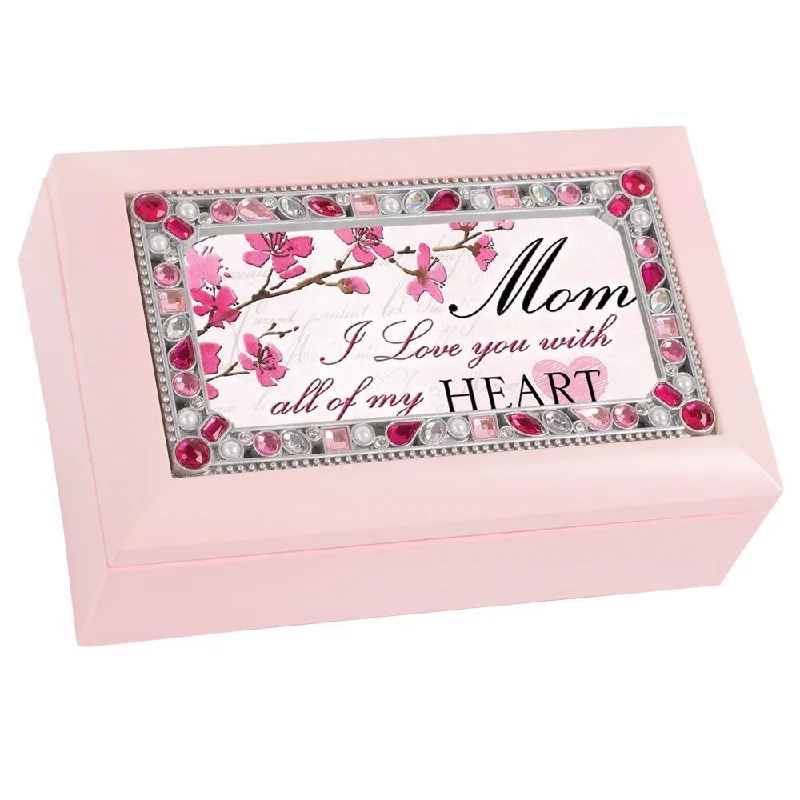 Mom I Love You Pink Jeweled Music Jewelry Keepsake Box