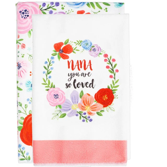 Nana You Are So Loved Floral Tea Towels Gift Set of 2