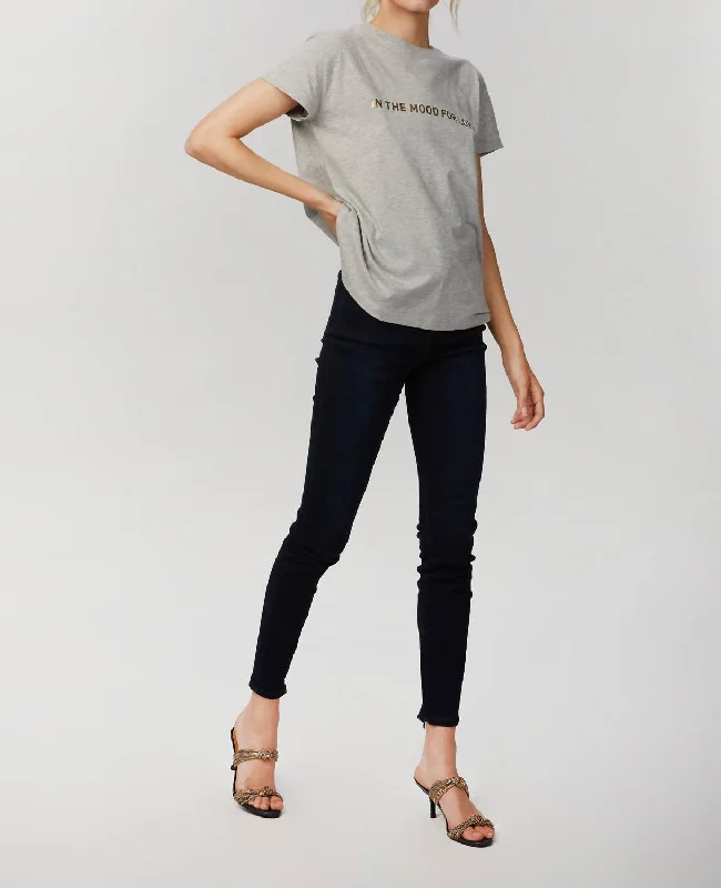 Ana T-Shirt Top In Grey/gold