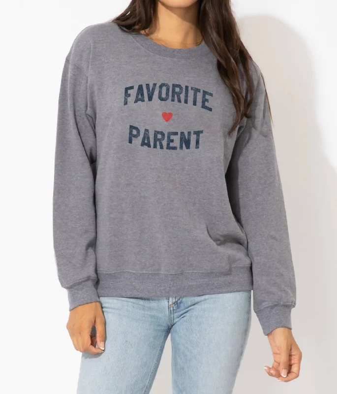 Favorite Parent Sweatshirt In Heather Grey