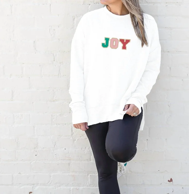 Joy Chenille Patch Sweatshirt In White