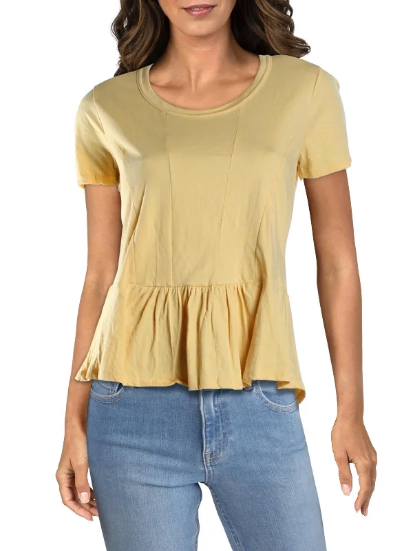 Peggy Womens Peplum Ruffled Hem T-Shirt