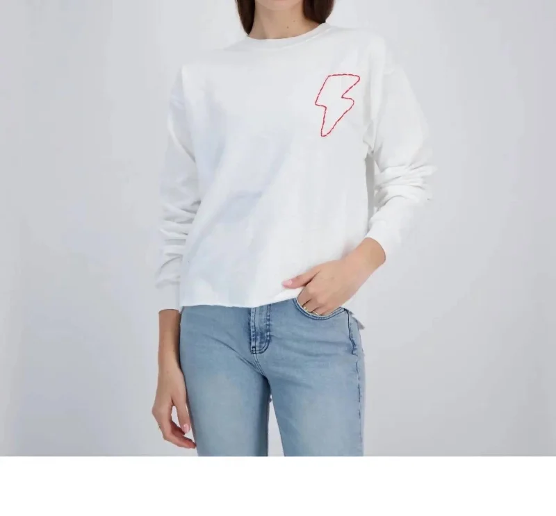 Red Bolt Sweatshirt In White