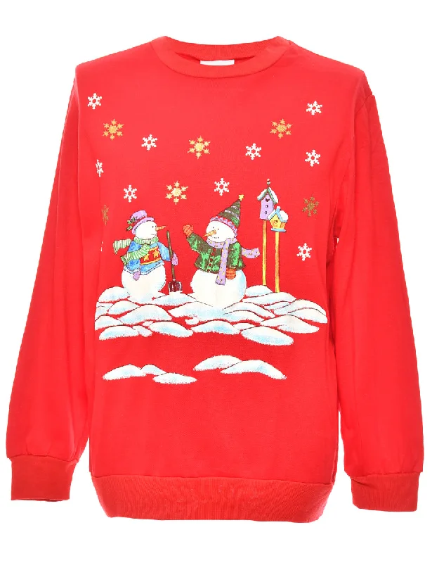 Snowman Red Christmas Sweatshirt - S