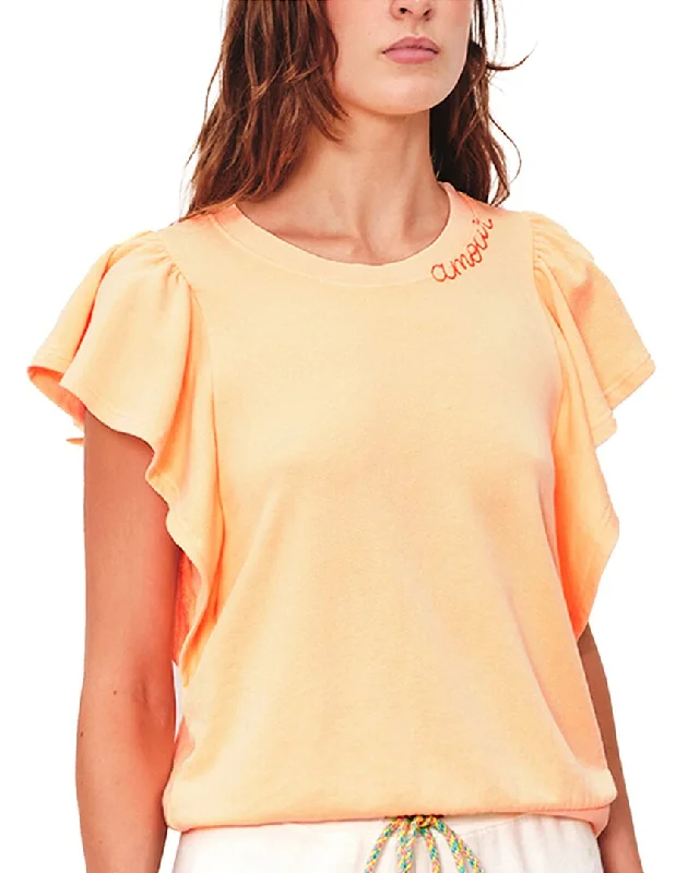 SUNDRY Amour Flounce Sleeve Sweatshirt