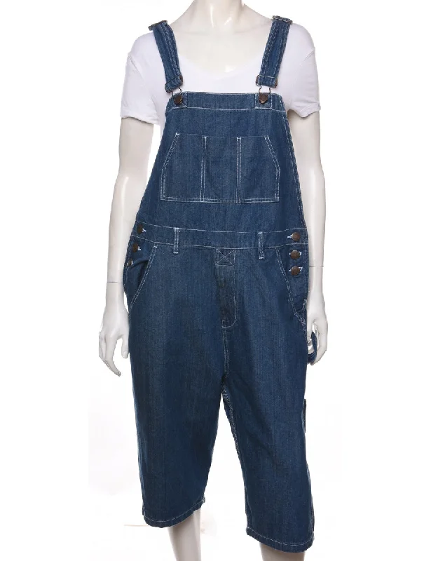 Uskees Dark Wash Cropped Dungarees - W36 L14