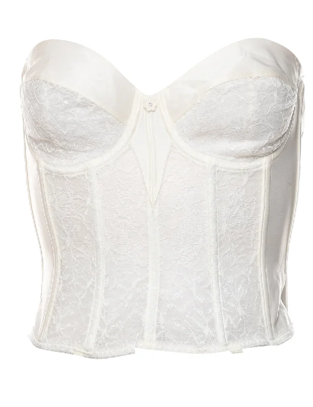 White Lace Boned Bustier - S