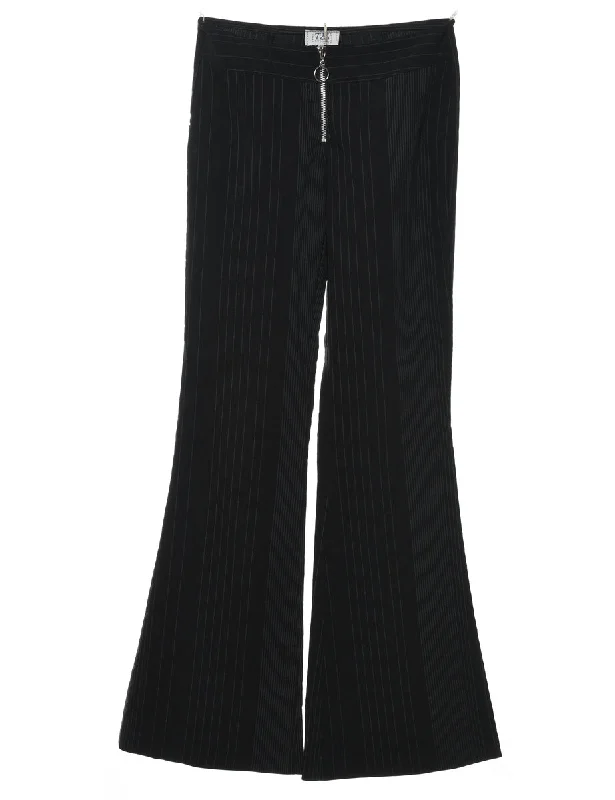 Wide Leg Pinstriped Trousers - W26 L32