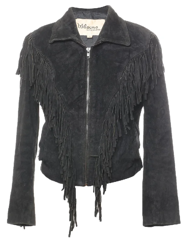 Wilson Black Suede Fringed Jacket - S