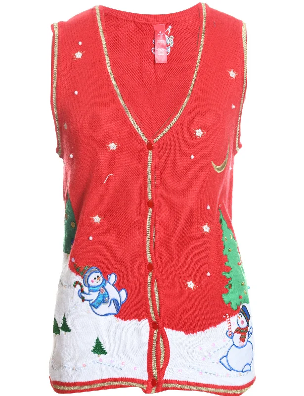 Winter Scene Design Christmas Vest - M