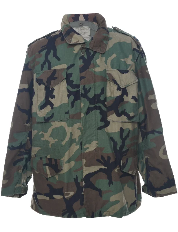 Woodland Camouflage Print US Army Military Jacket - XL