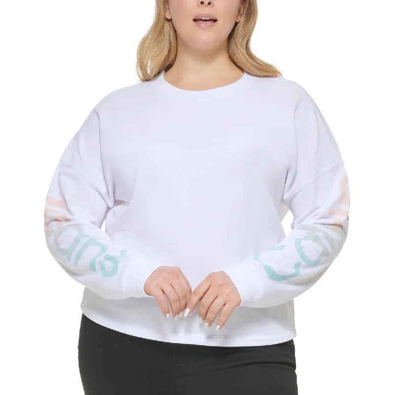 Calvin Klein Women's Ombre Traveling Logo Sweatshirt White Size 1X