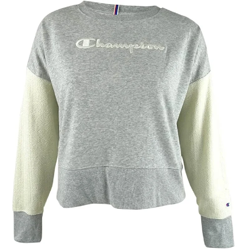 Champion Women's Heritage Cotton Mixed-Texture Sweatshirt Oxford Grey Size XS