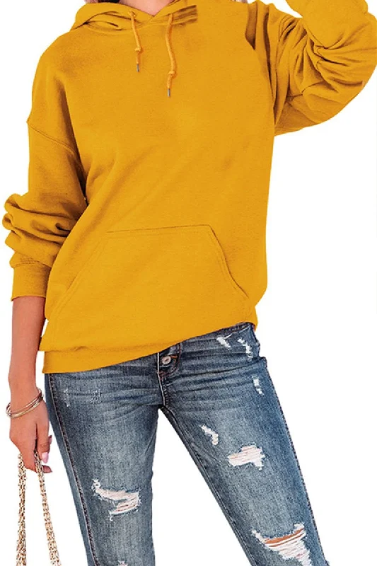 WOMEN OVERSIZE DAILY DRAWSTRING HOODED SWEATSHIRT