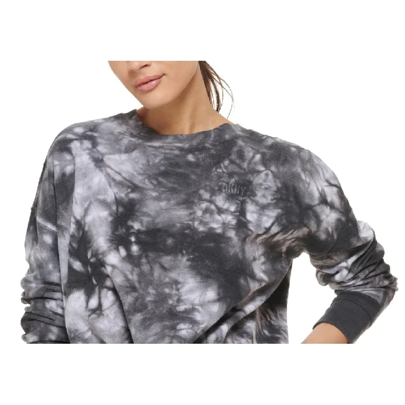 Dkny Women's Cotton Tie Dyed Sweatshirt Black Size Small