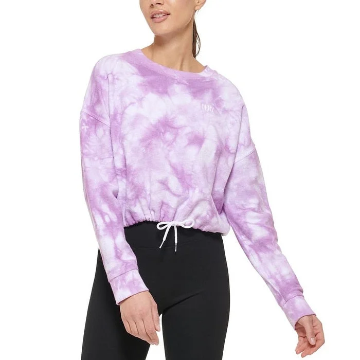 DKNY Women's Cotton Tie Dyed Sweatshirt Purple