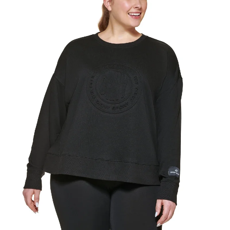 Dkny Women's Embossed Medallion Sweatshirt Black Size 3X