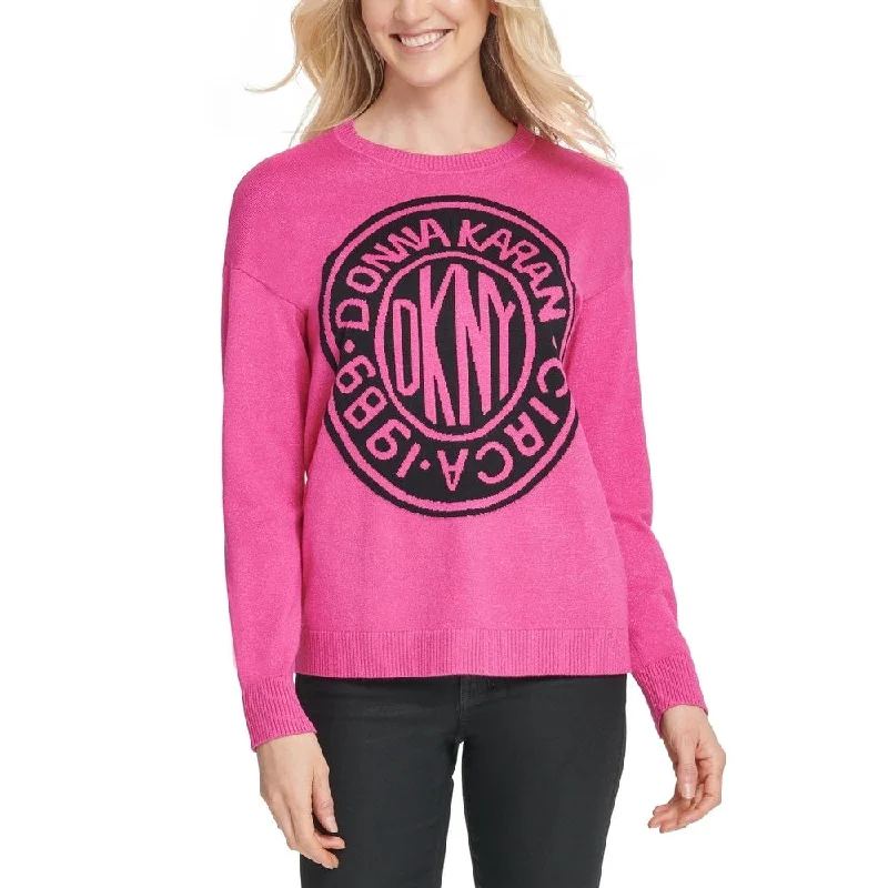 DKNY Women's Graphic Logo Sweatshirt Pink Size X-Small